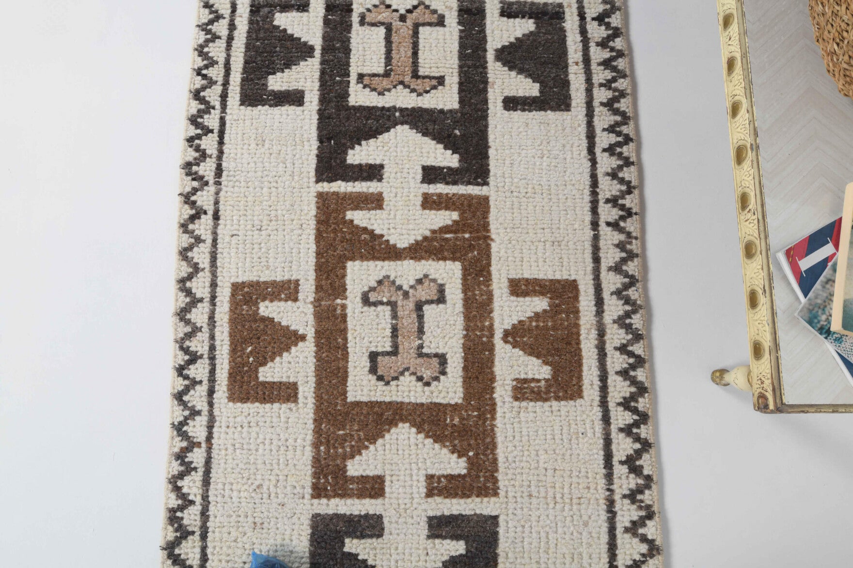 Authentic Anatolian vintage runner rug (1970s) with ikat design – one-of-a-kind at Fame Rugs