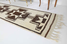 White Oushak Vintage Runner Rug