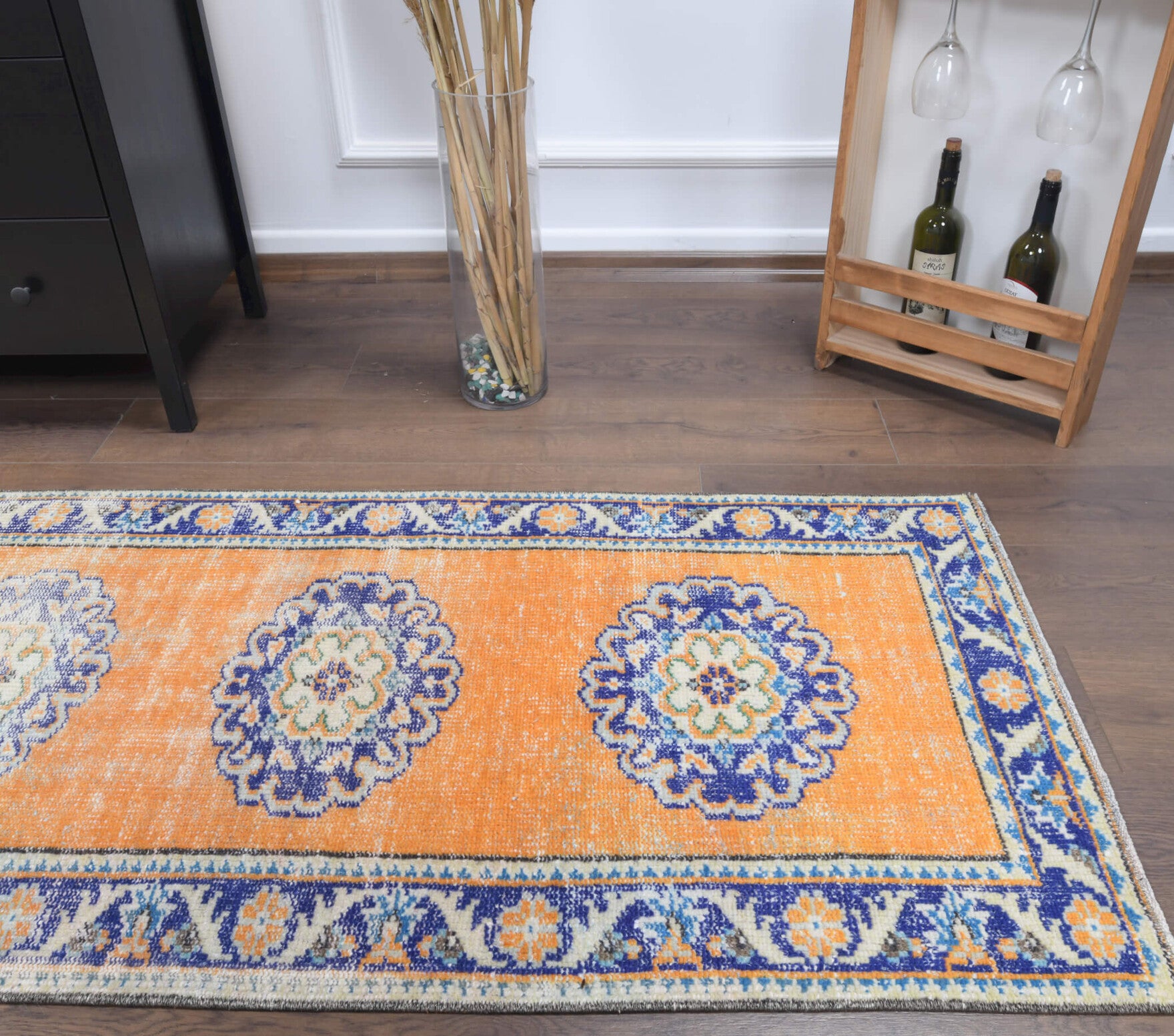74x325 cm vintage Anatolian runner rug – Zumrutgul, low pile, wool