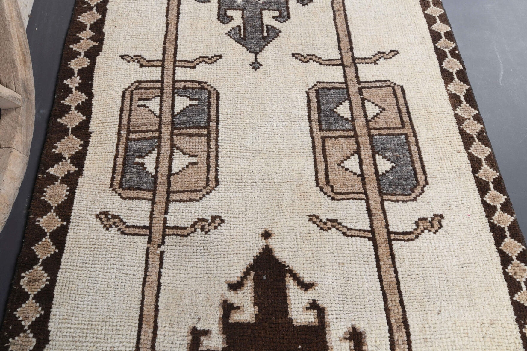 120x315 cm vintage Anatolian runner rug – Zeynepara, low pile, wool