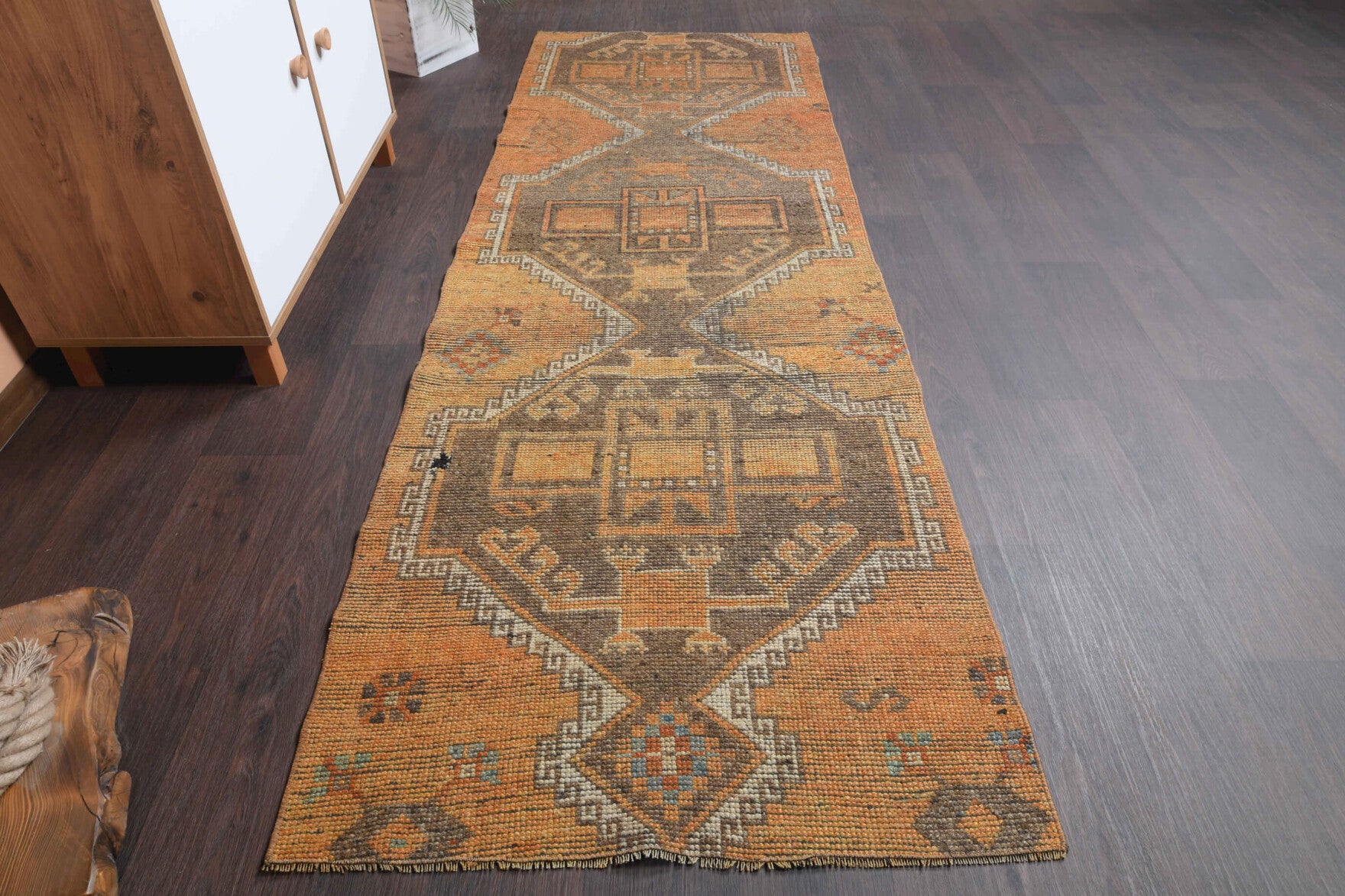 Muted Colored Vintage Runner Rug