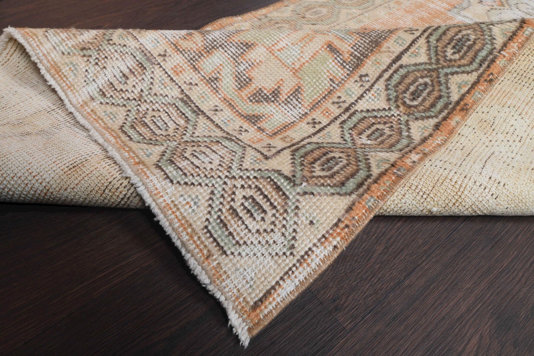 89x284 cm antique washed vintage Anatolian runner rug – Yaprakdil, low pile, wool