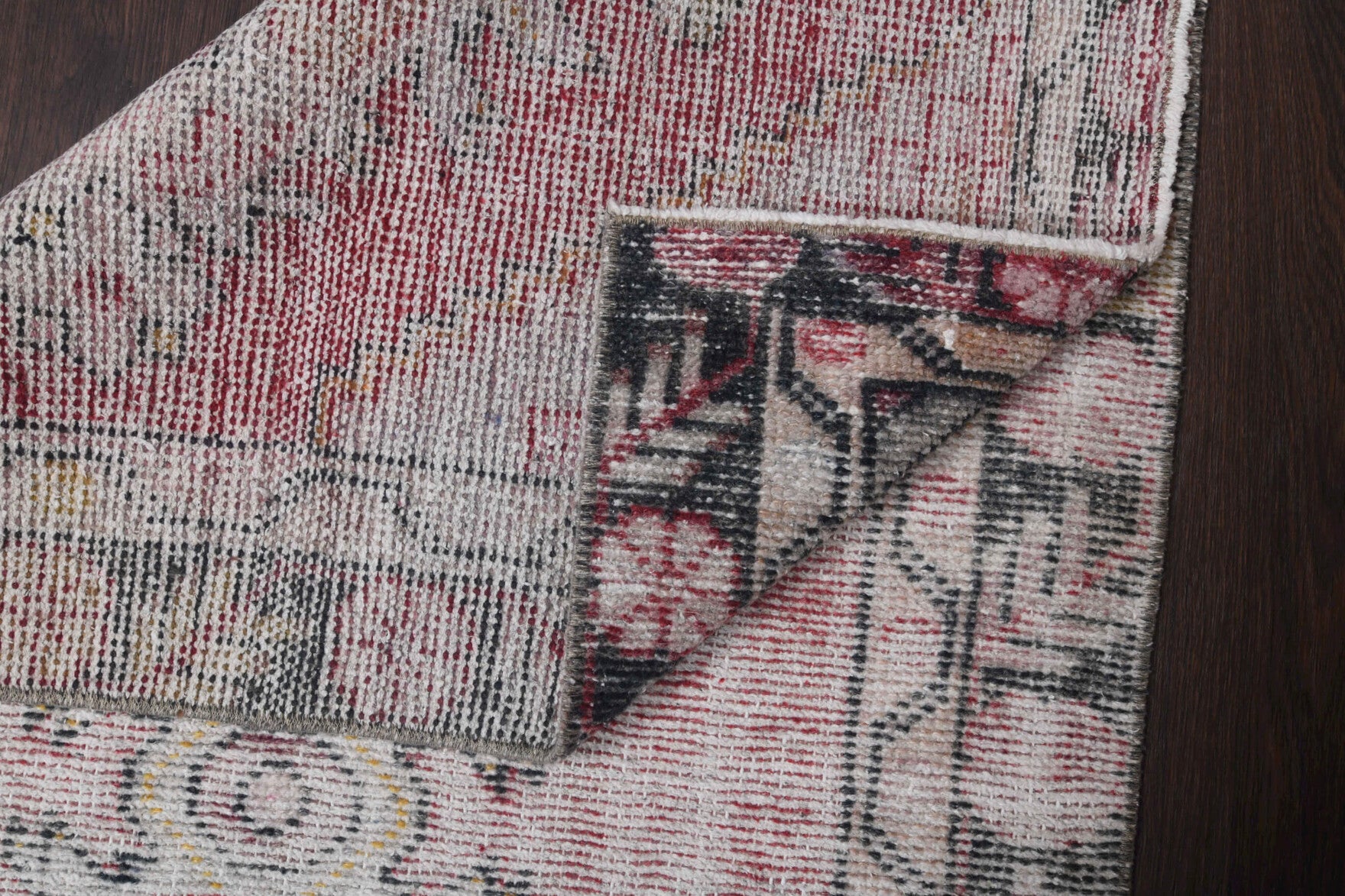 88x282 cm distressed vintage Anatolian runner rug – Yakutsever, low pile, wool