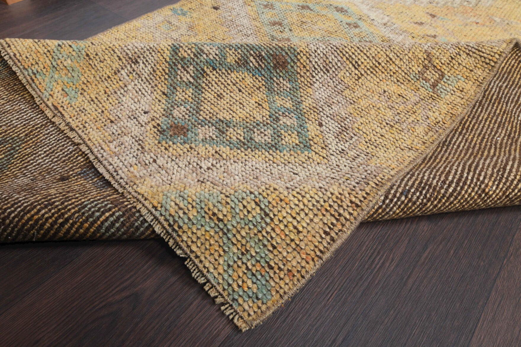 104x225 cm vintage Anatolian runner rug – Xanthokoma, low pile, wool