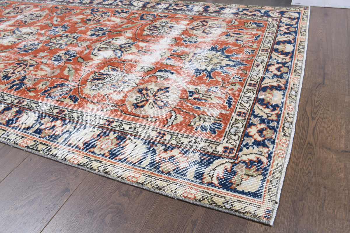 116x200 cm distressed vintage Anatolian area rug – Themis, low pile, wool