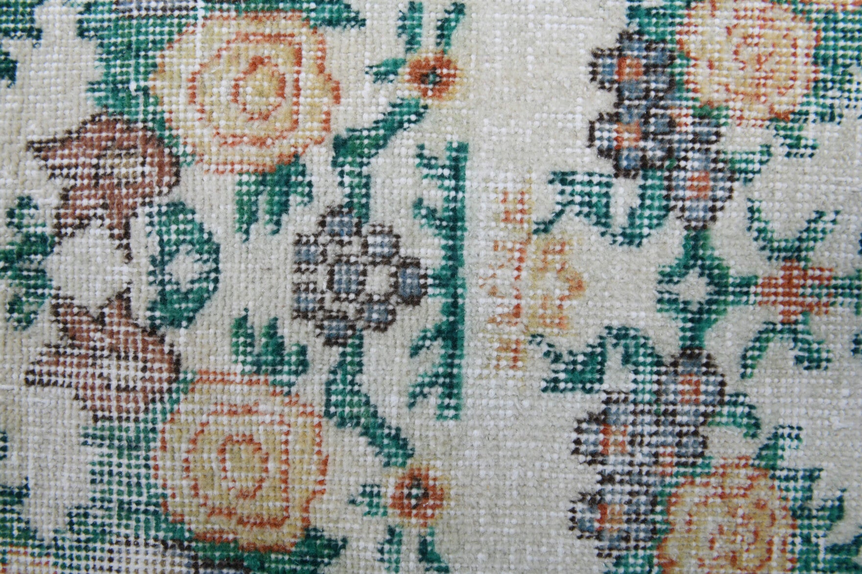Taraneh rug: 1970s handmade Anatolian rug with floral motifs and cotton backing
