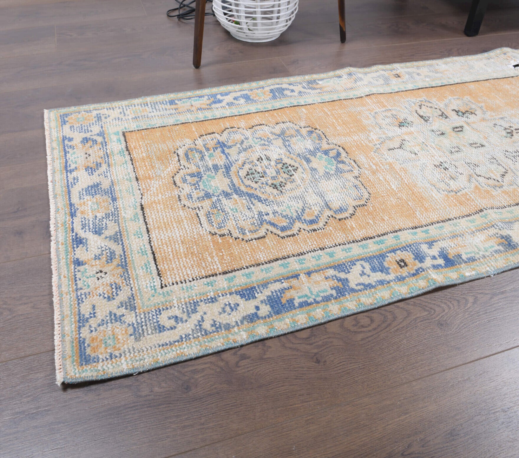 One-of-a-kind 1970s Anatolian antique washed vintage runner rug in wool, 2'5" x 10'4"