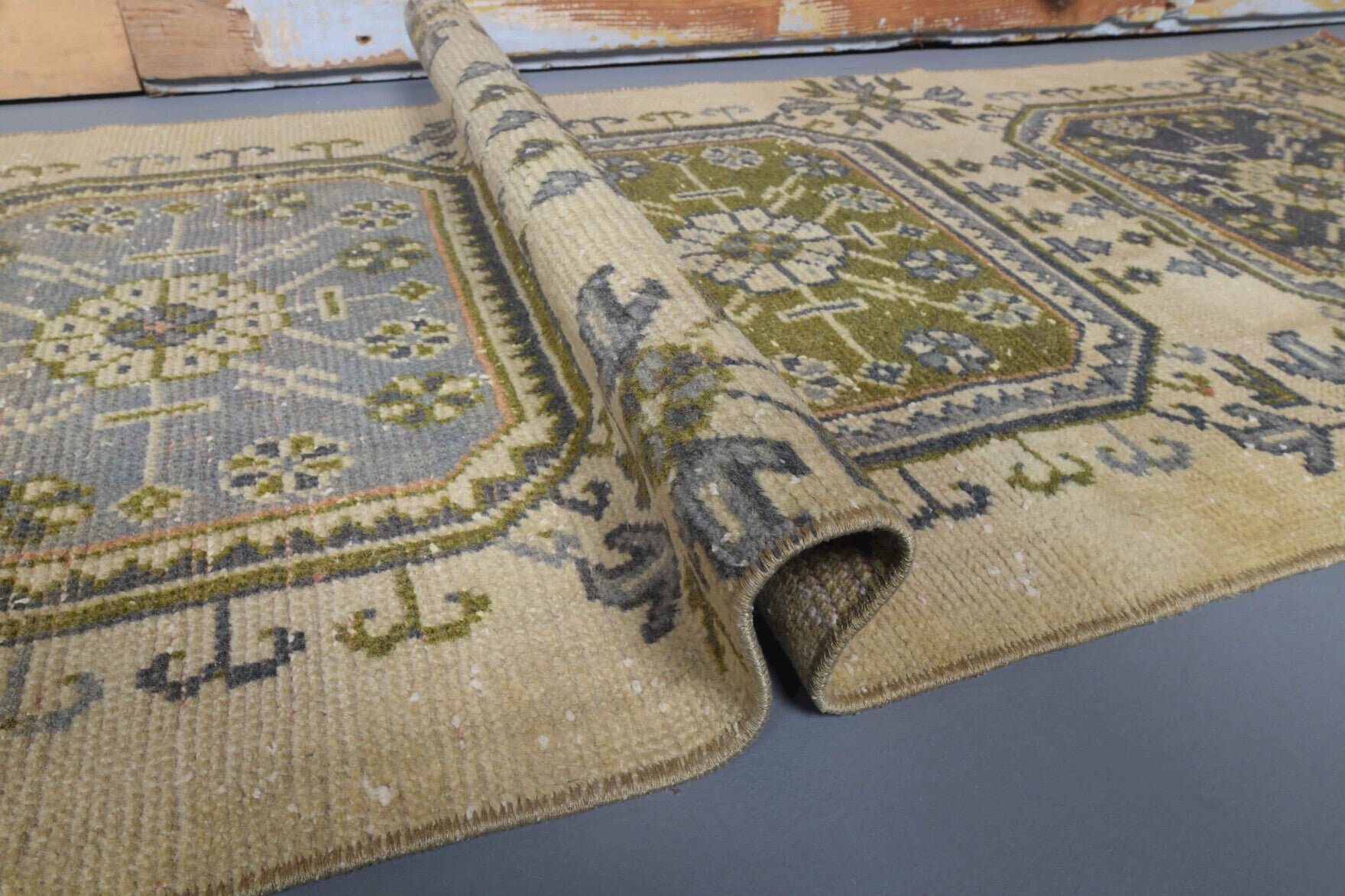 78x340 cm vintage Anatolian runner rug – Kevsernur, low pile, wool