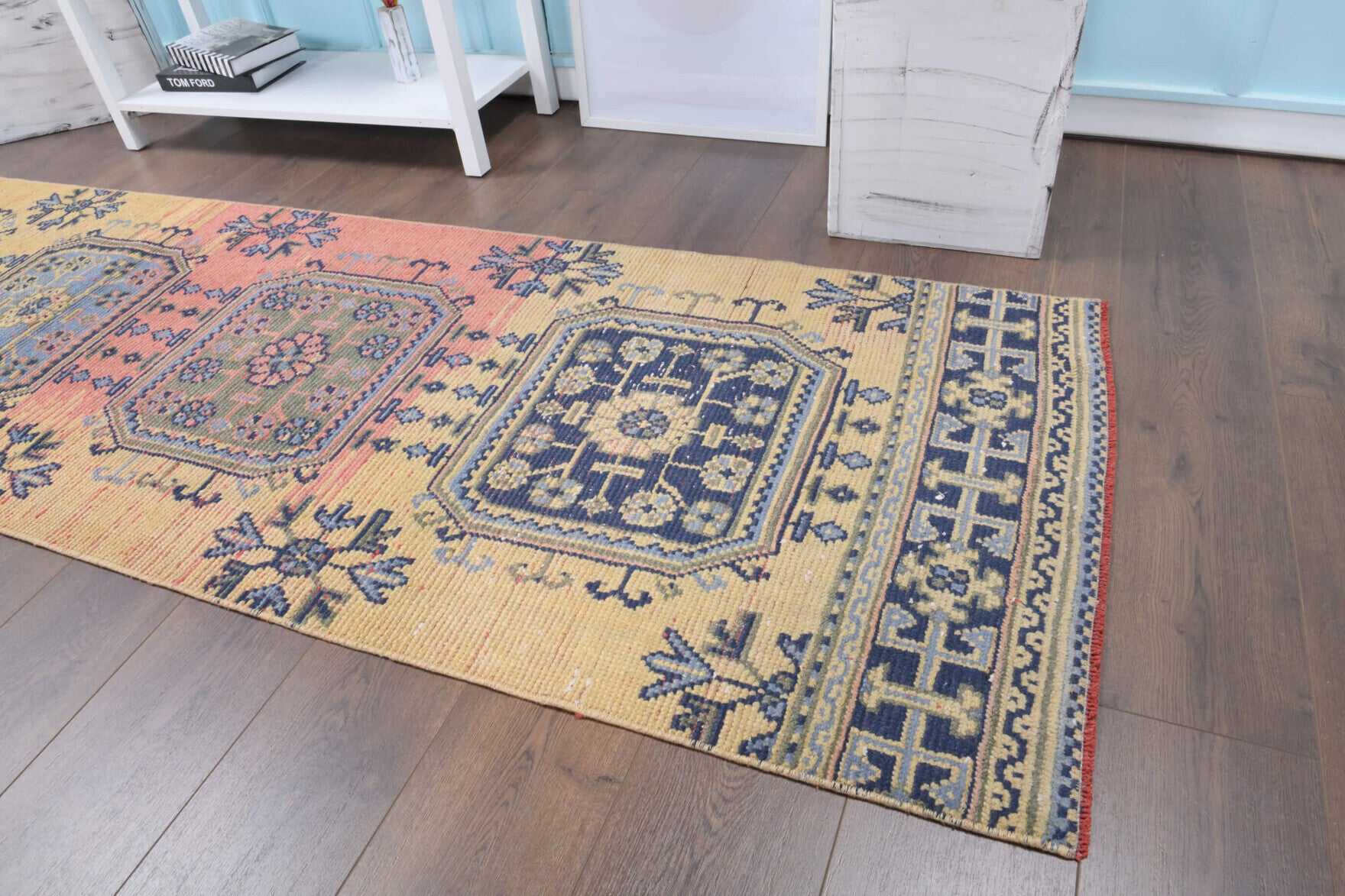 Authentic Anatolian vintage runner rug (1970s) with floral design – one-of-a-kind at Fame Rugs