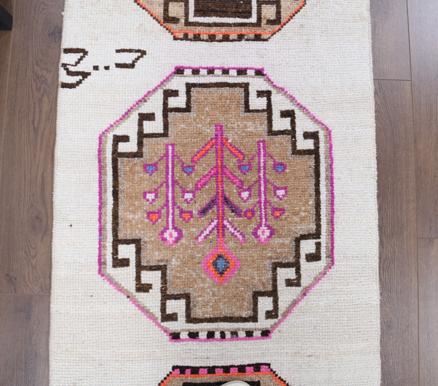 75x385 cm vintage Anatolian runner rug – Kavaksu, low pile, wool