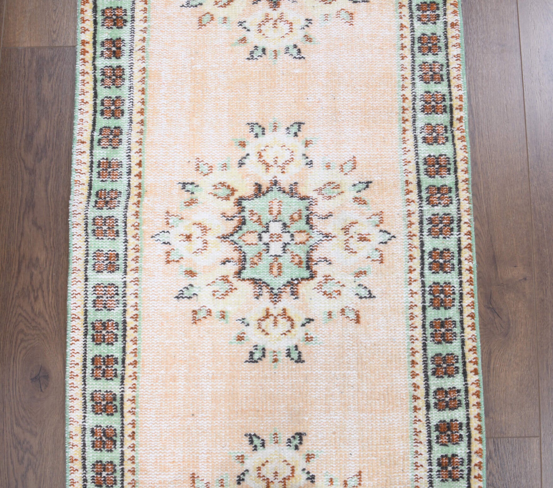 72x347 cm vintage Anatolian runner rug – Karagol, low pile, wool