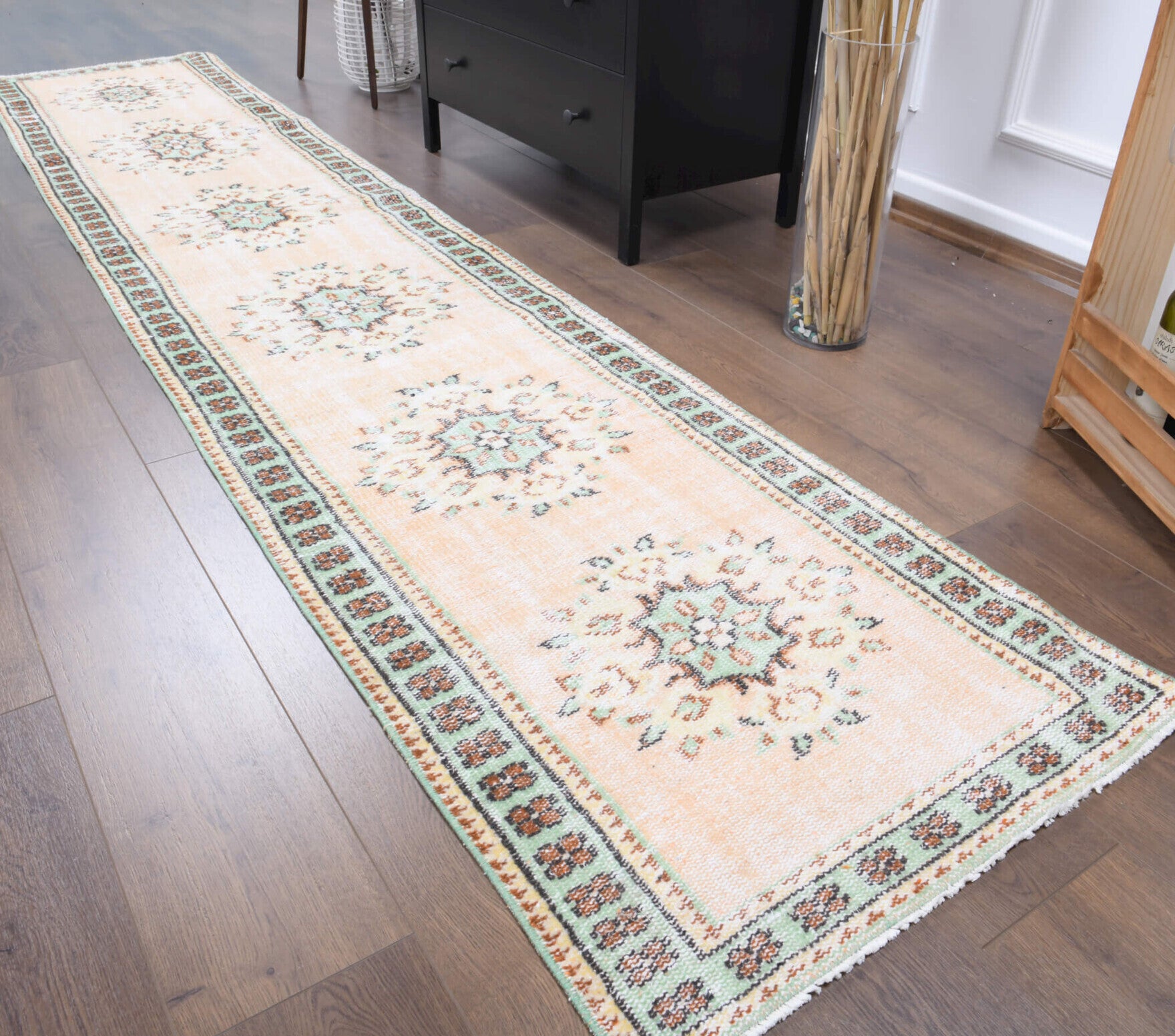 Karagol – vintage oriental runner for living room or hallway, 2'4" x 11'5" (72x347 cm)