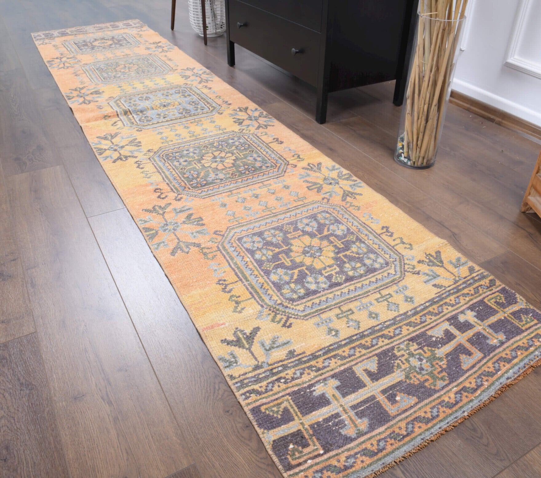 70x330 cm vintage Anatolian runner rug – Jaleay, low pile, wool