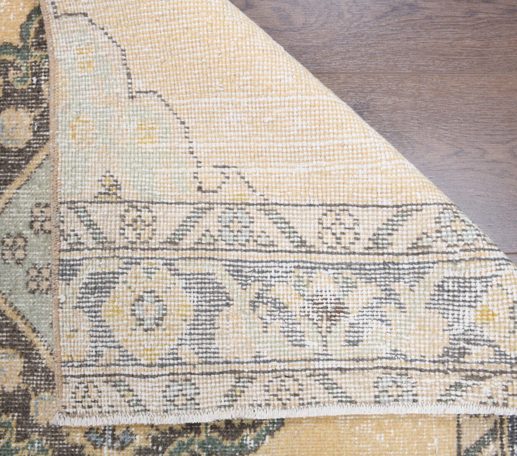 Ithaca runner: 1970s handmade Anatolian runner with oriental motifs and cotton backing