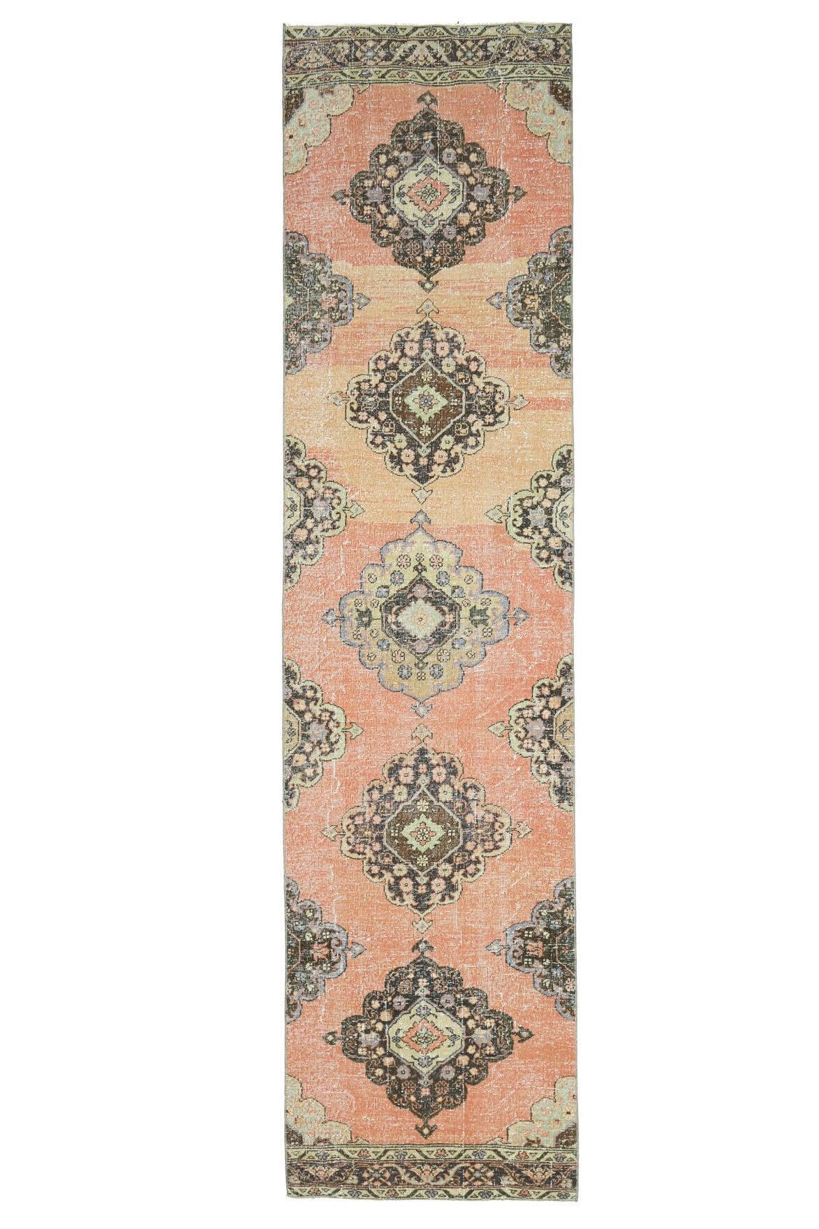 Salmon Colored Vintage Runner Rug
