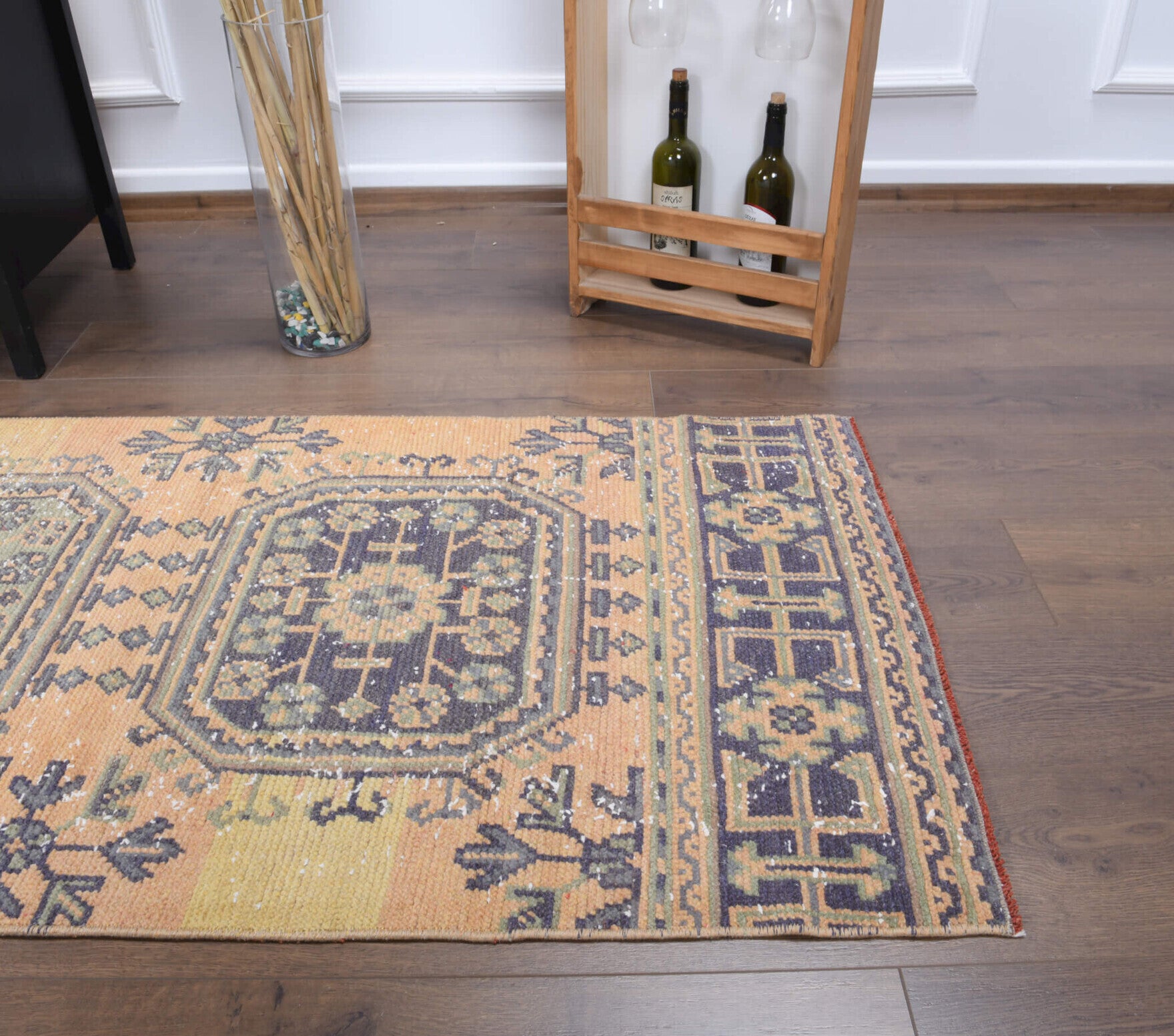 80x328 cm vintage Anatolian runner rug – Ioniamira, low pile, wool