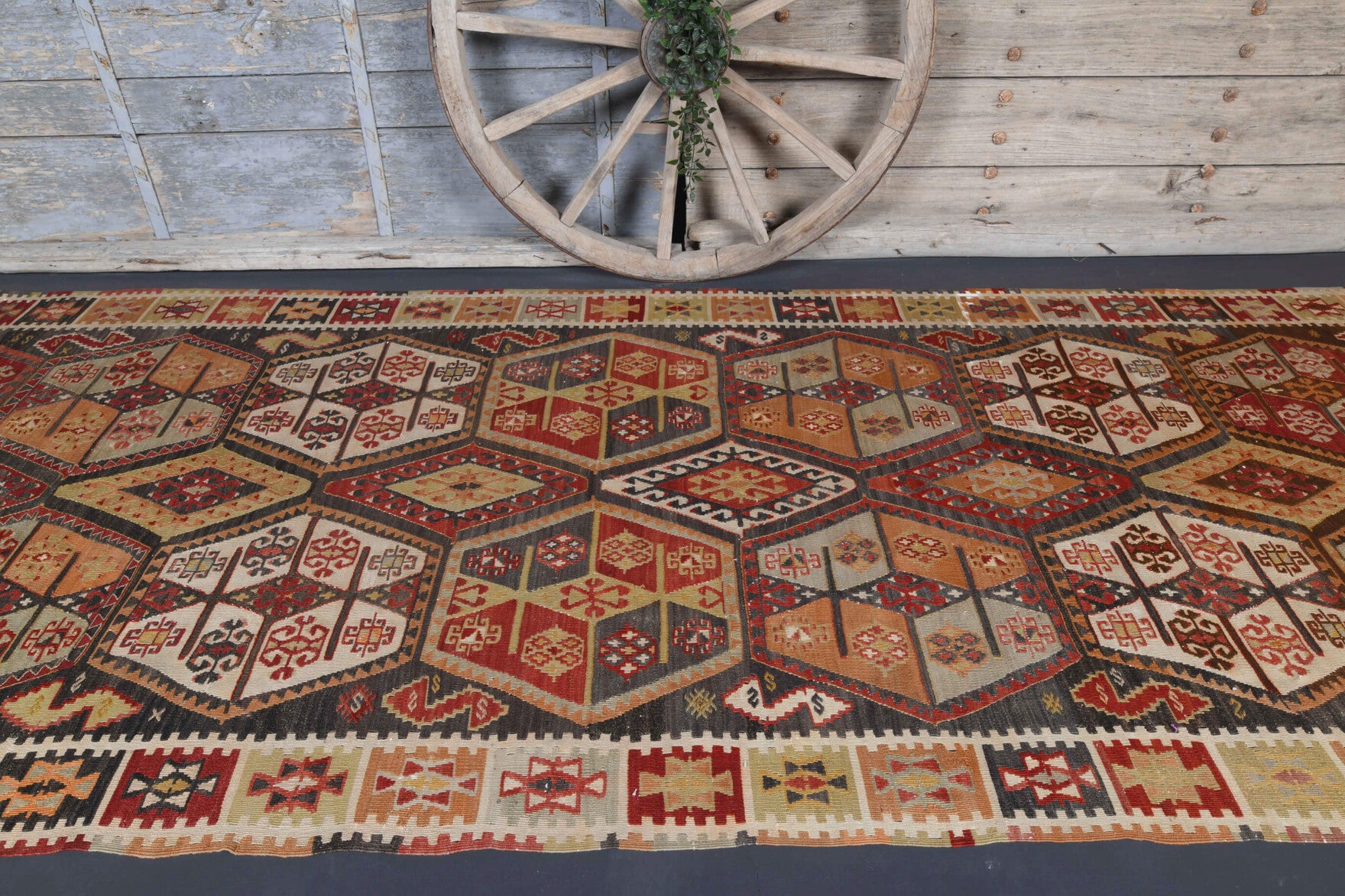 One-of-a-kind 1960s Anatolian vintage kilim runner rug in wool, 5'3" x 14'