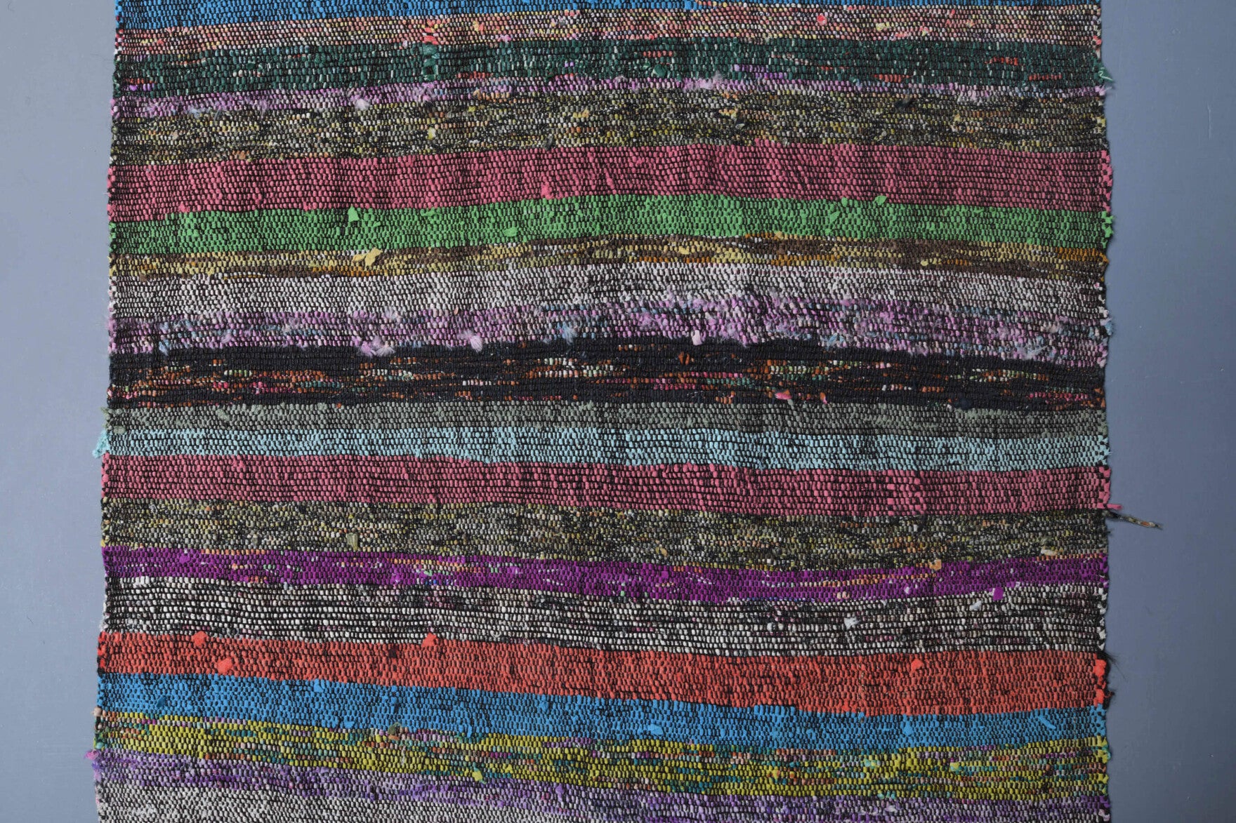 Nefisegul runner: 1960s handwoven flatweave Anatolian runner with striped motifs