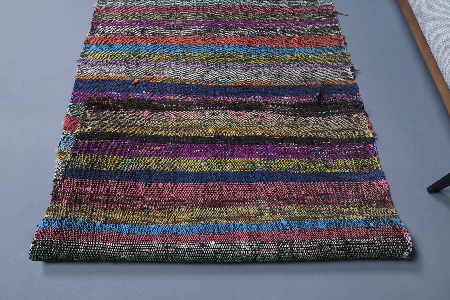 Authentic Anatolian vintage kilim runner rug (1960s) with striped design – one-of-a-kind at Fame Rugs