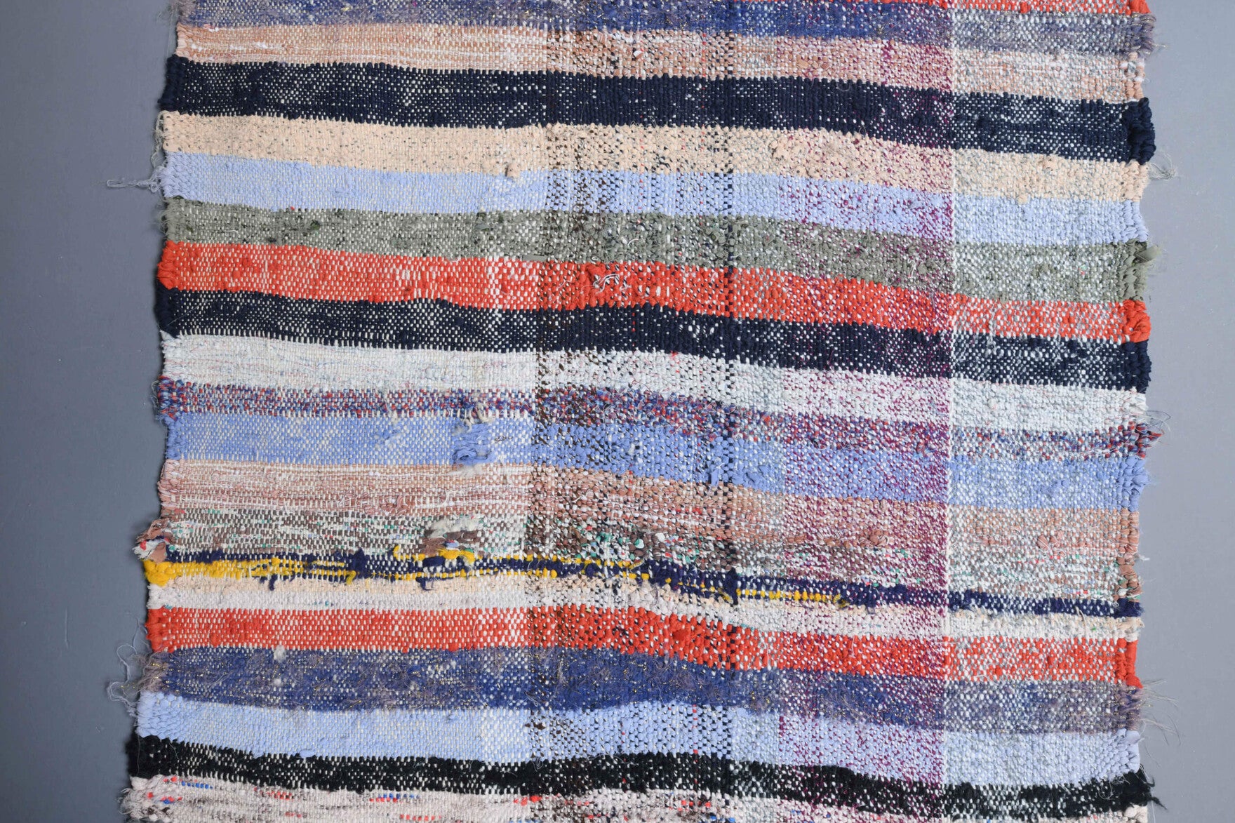 Handwoven flatweave wool runner from Anatolia, Turkey – Striped Flatweave Vintage Runner Rug 2'6" x 7'7"