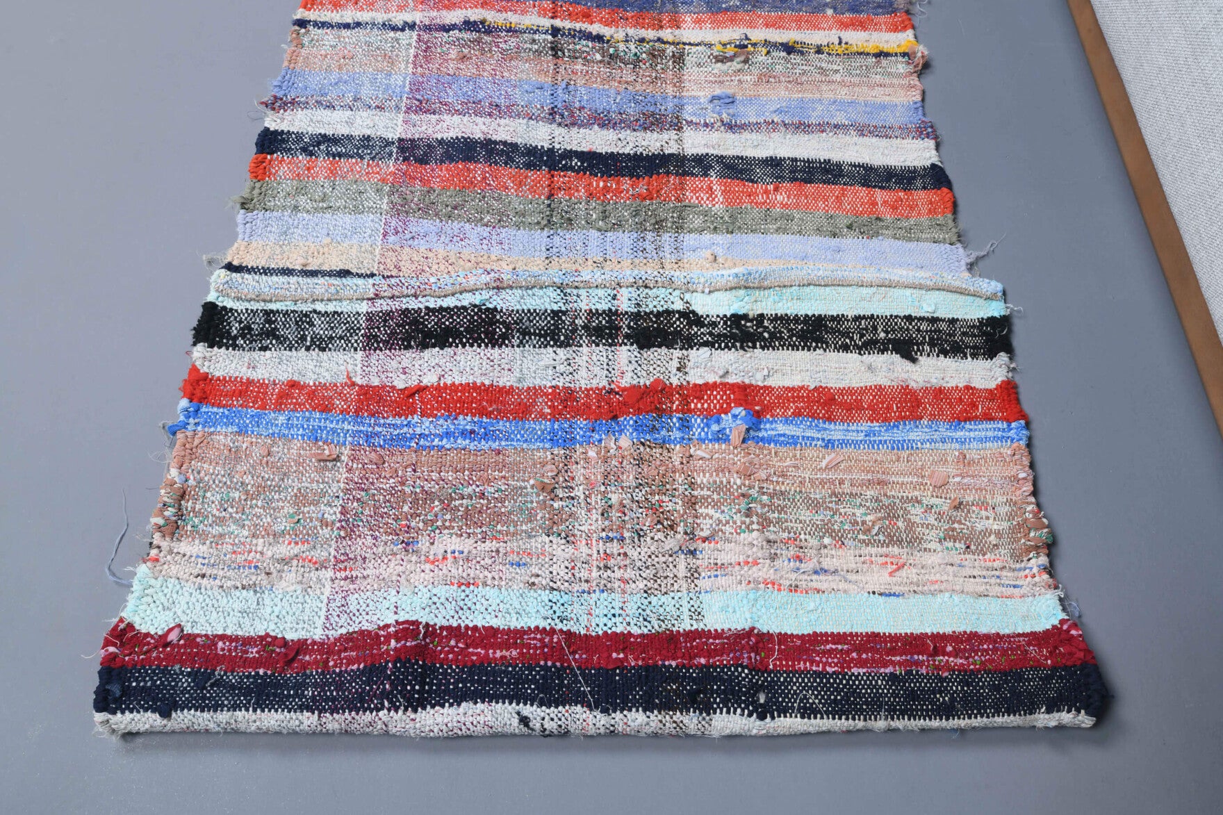 Hand-crafted Anatolian vintage kilim runner Nausope in wool, 1960s