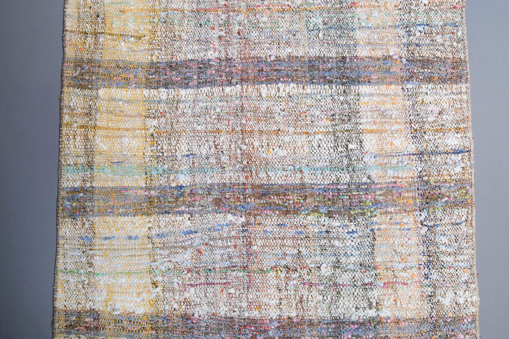 Authentic Anatolian vintage kilim runner rug (1960s) with checkered design – one-of-a-kind at Fame Rugs