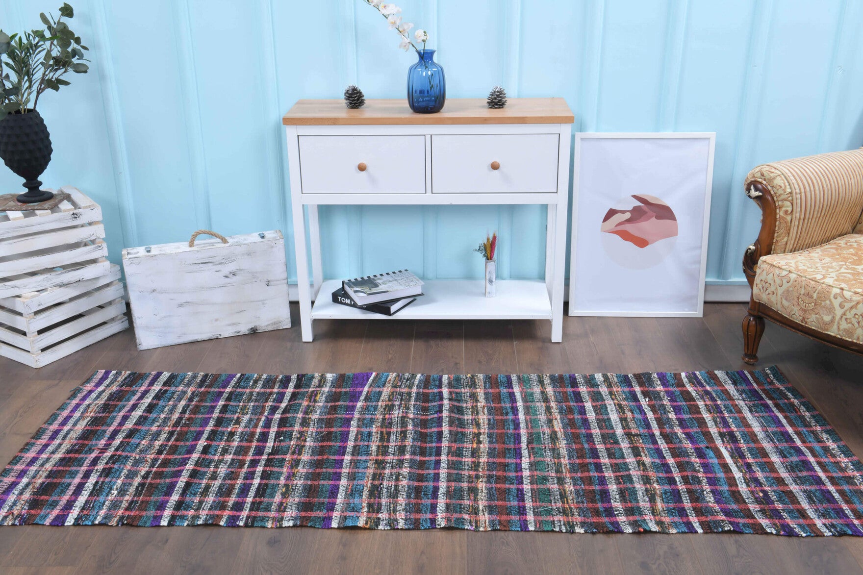 One-of-a-kind 1960s Anatolian vintage kilim runner rug in wool, 2'9" x 8'