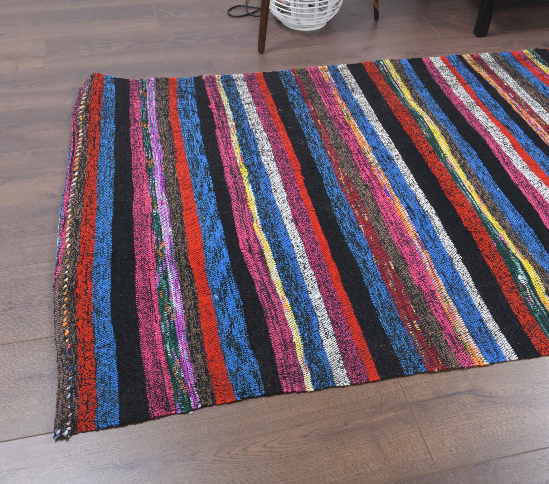 107x336 cm vintage kilim Anatolian runner rug – Lysisthene, flatweave, wool