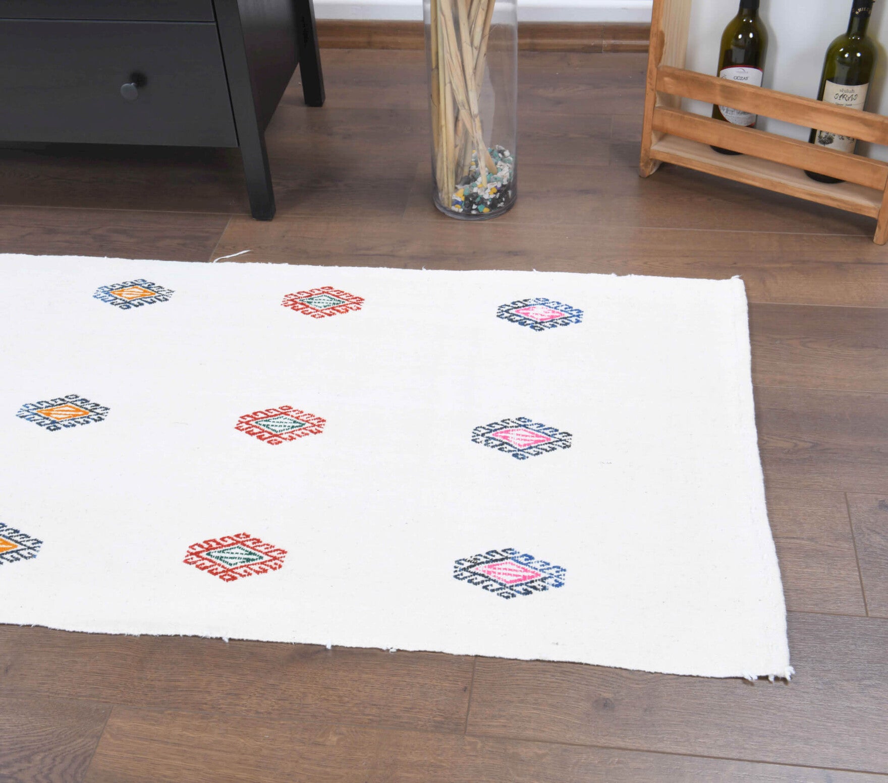 Authentic Anatolian vintage kilim runner rug (1960s) with solid design – one-of-a-kind at Fame Rugs