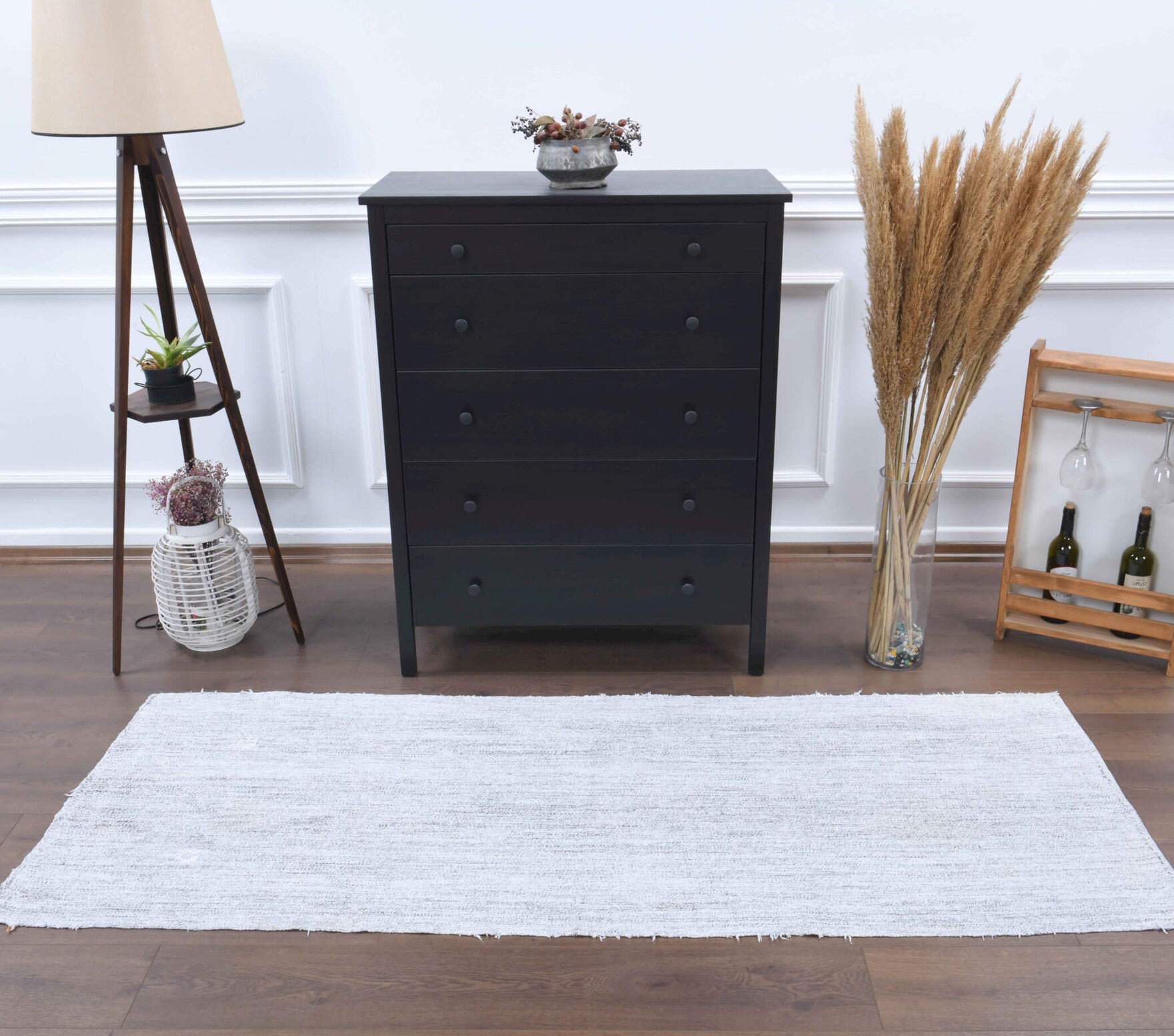 Gray Flatweave Rug Runner
