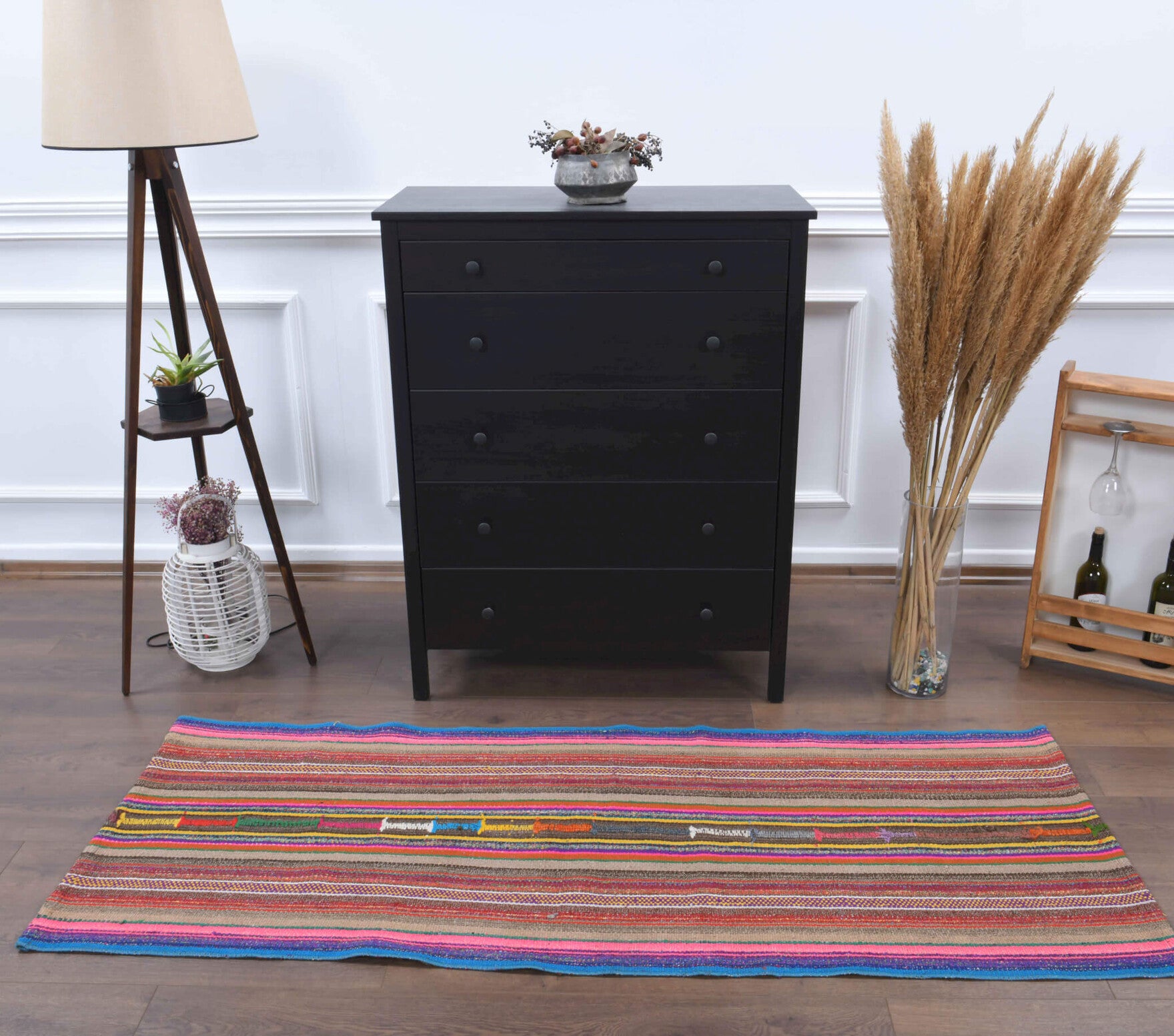 One-of-a-kind 1960s Anatolian vintage kilim rug in wool, 2'6" x 6'6"