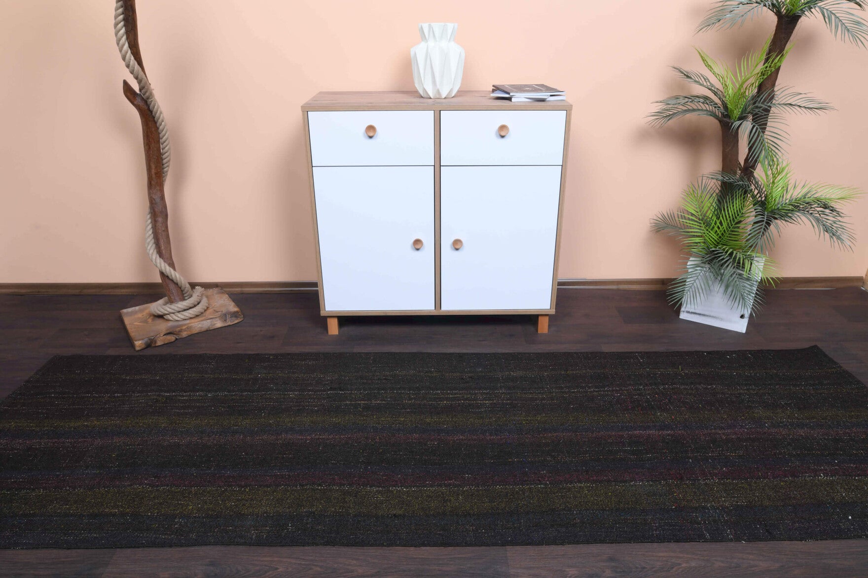 One-of-a-kind 1960s Anatolian vintage kilim rug in wool, 3'1" x 10'1"
