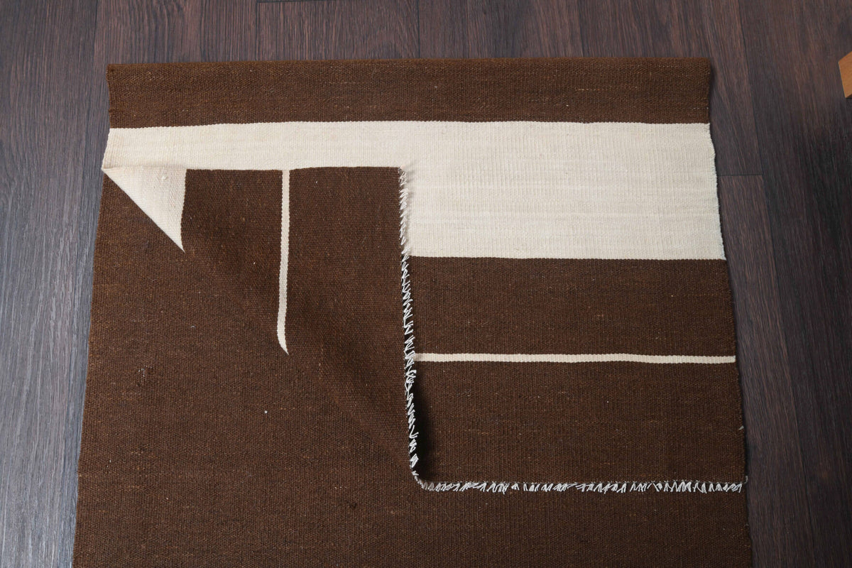 Vibrant Brown Vintage Kilim Runner Rug