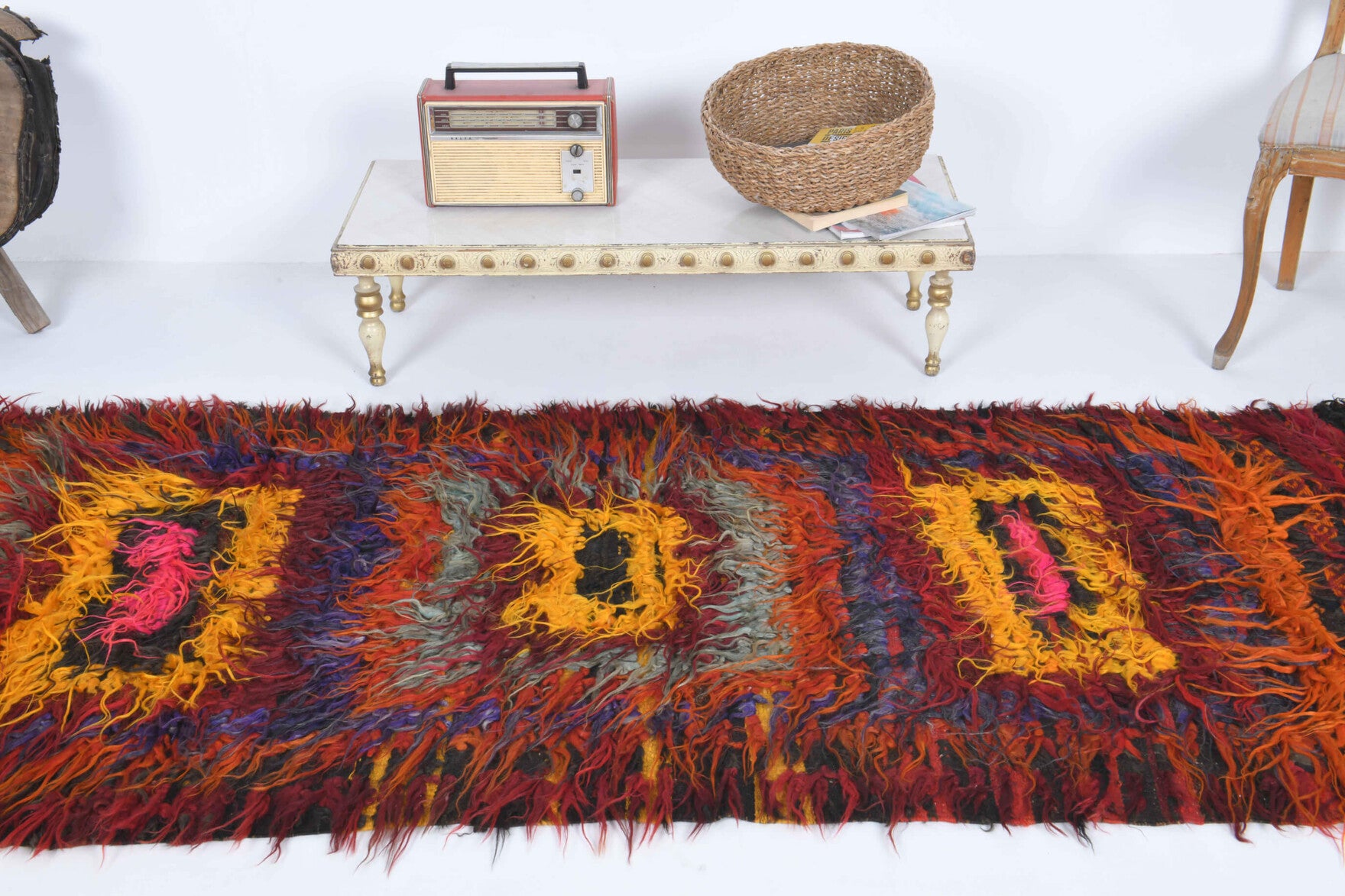 Authentic Anatolian vintage kilim runner rug (1960s) with striped design – one-of-a-kind at Fame Rugs