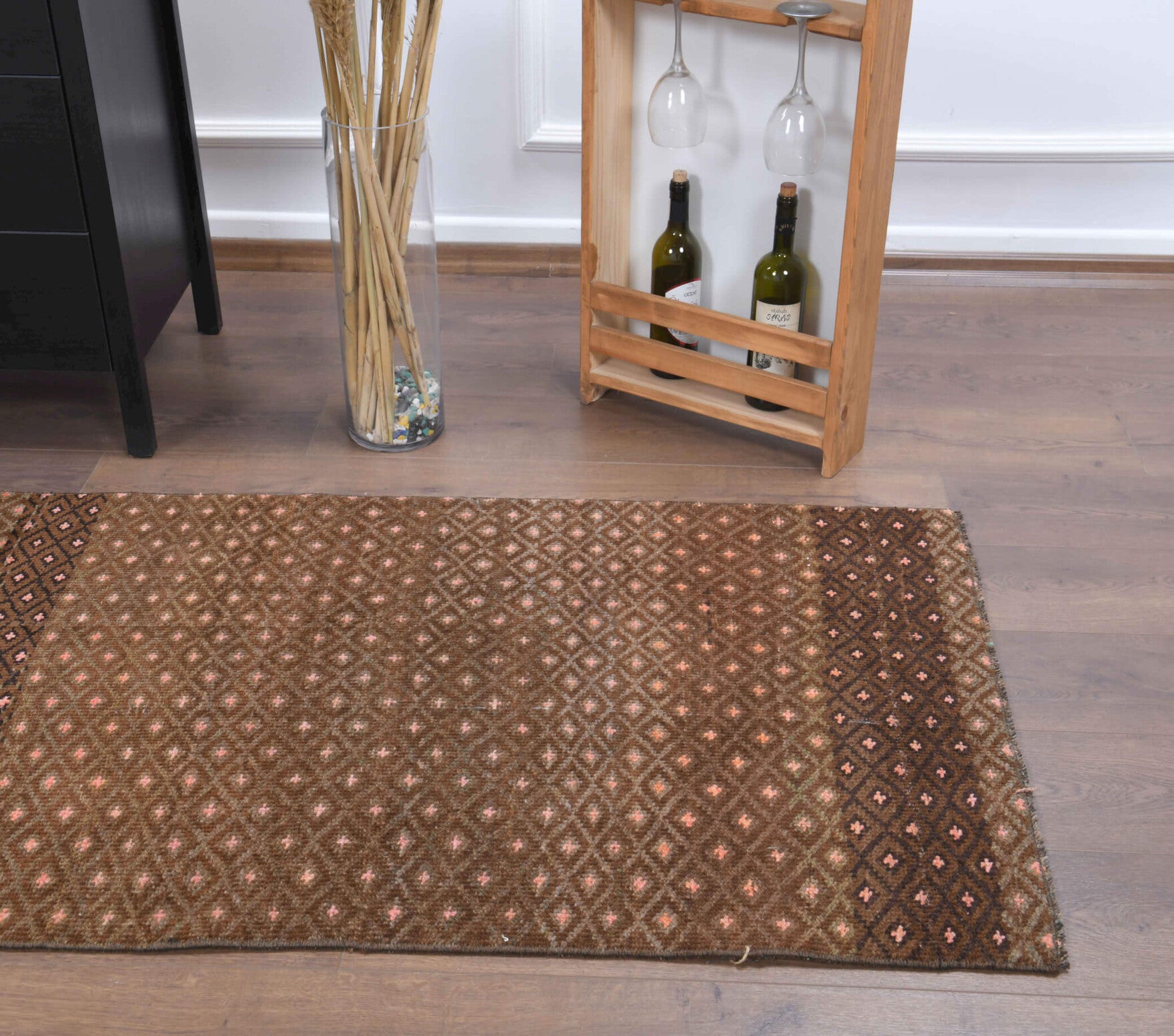 Iliaura runner: 1960s handwoven flatweave Anatolian runner with ikat motifs