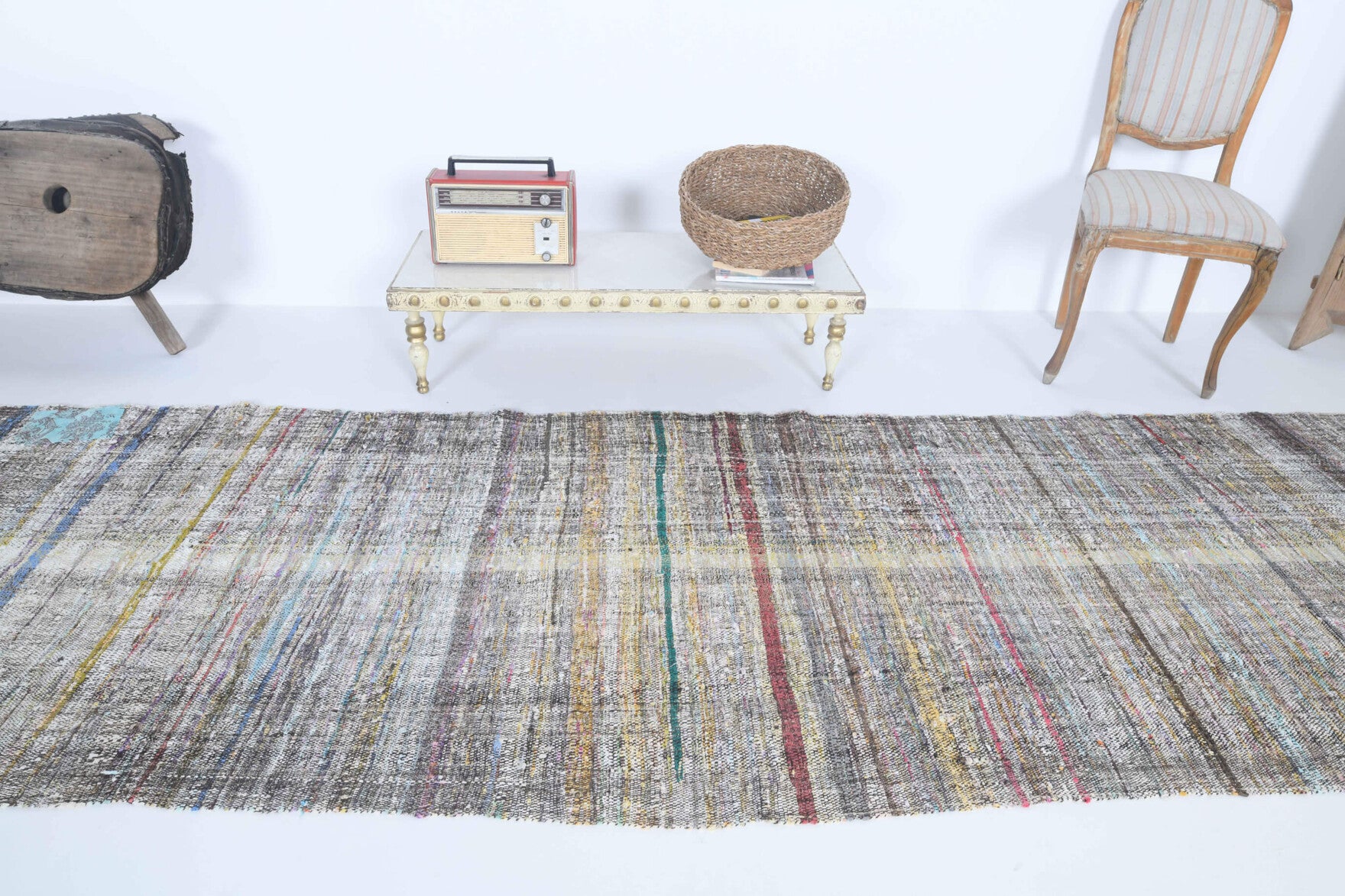 One-of-a-kind 1960s Anatolian vintage kilim runner rug in wool, 3'7" x 12'2"
