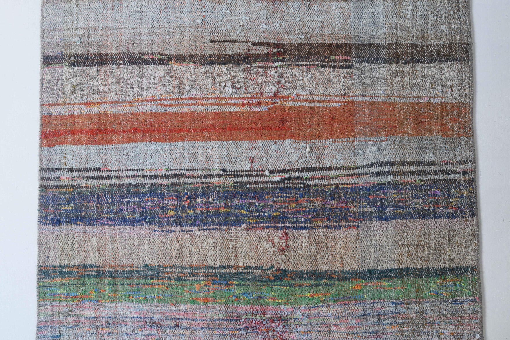 Authentic Anatolian vintage kilim runner rug (1960s) with striped design – one-of-a-kind at Fame Rugs