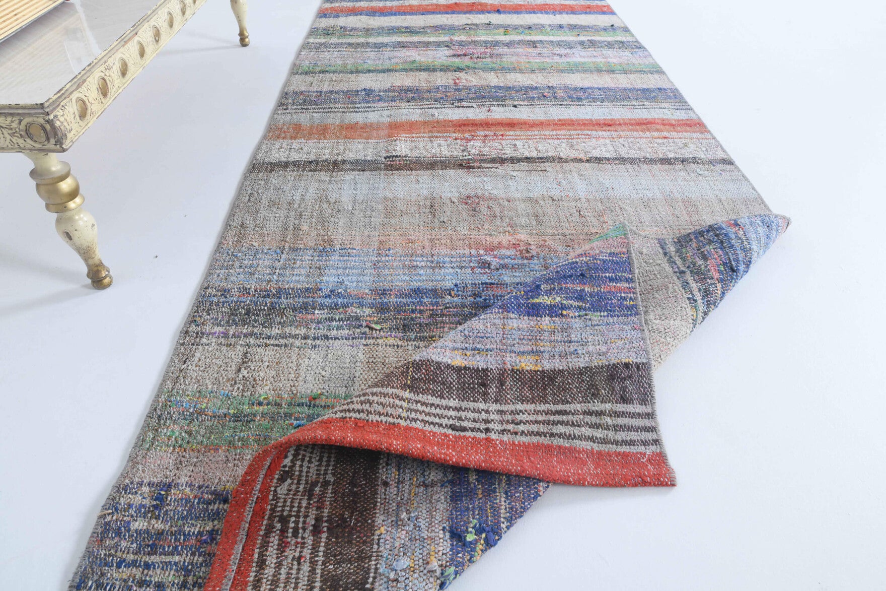 Hand-crafted Anatolian vintage kilim runner Ianthephile in wool, 1960s