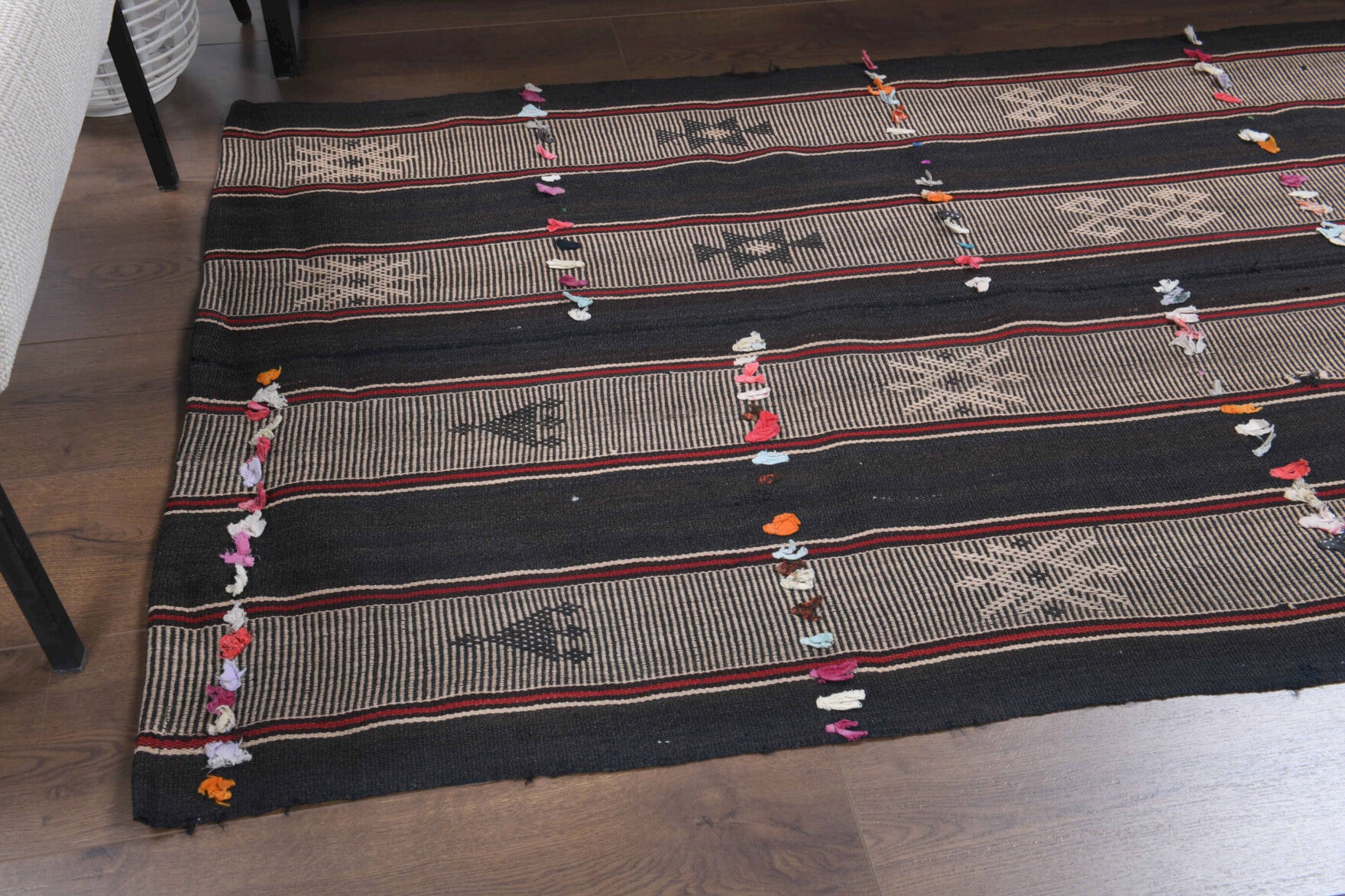 Authentic Anatolian vintage kilim runner rug (1960s) with striped design – one-of-a-kind at Fame Rugs