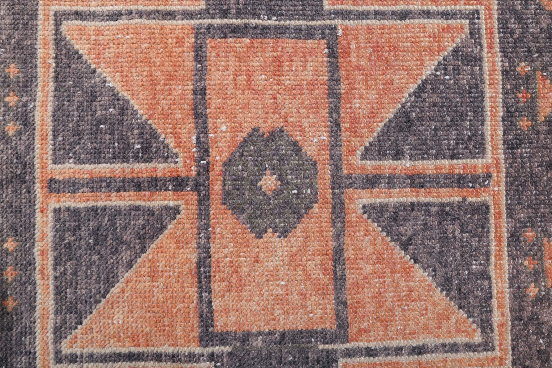 Hilalhayat runner: 1970s handmade Anatolian runner with geometric motifs and cotton backing