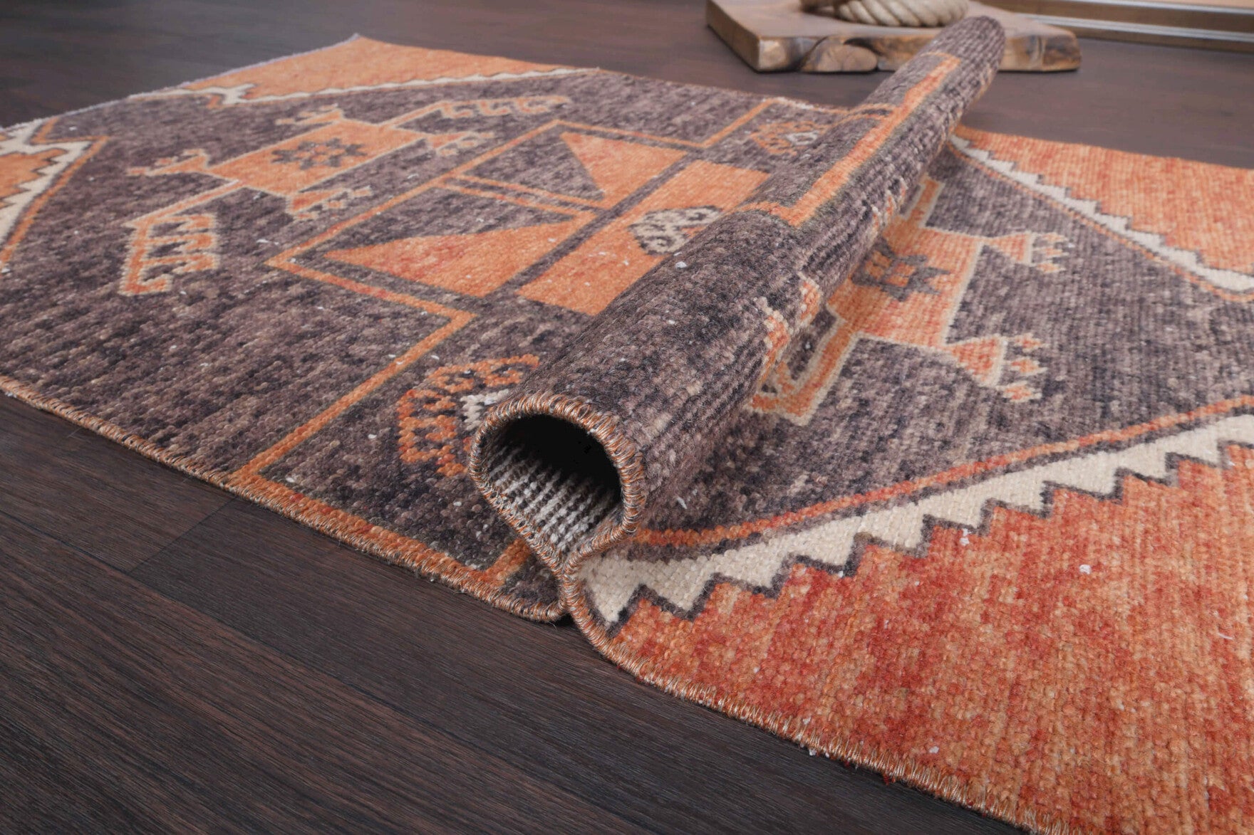 Authentic Anatolian vintage runner rug (1970s) with geometric design – one-of-a-kind at Fame Rugs