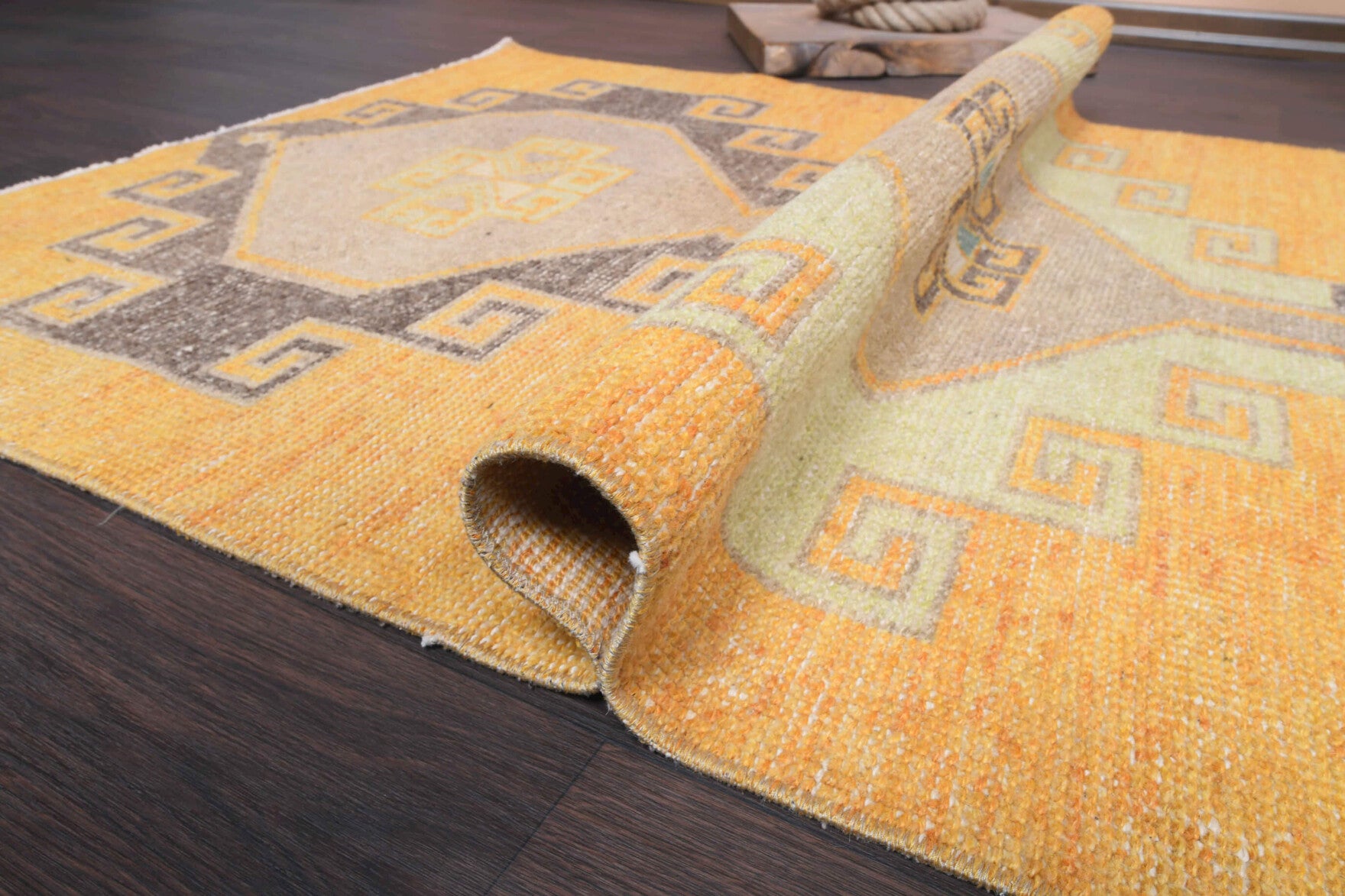93x356 cm vintage Anatolian runner rug – Hemerosela, low pile, wool