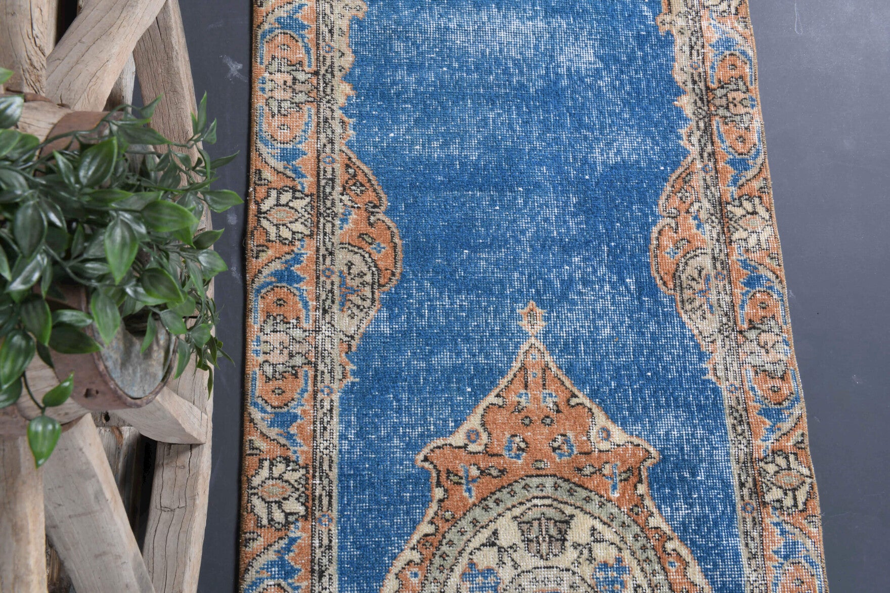 80x255 cm vintage Anatolian runner rug – Halochoria, low pile, wool