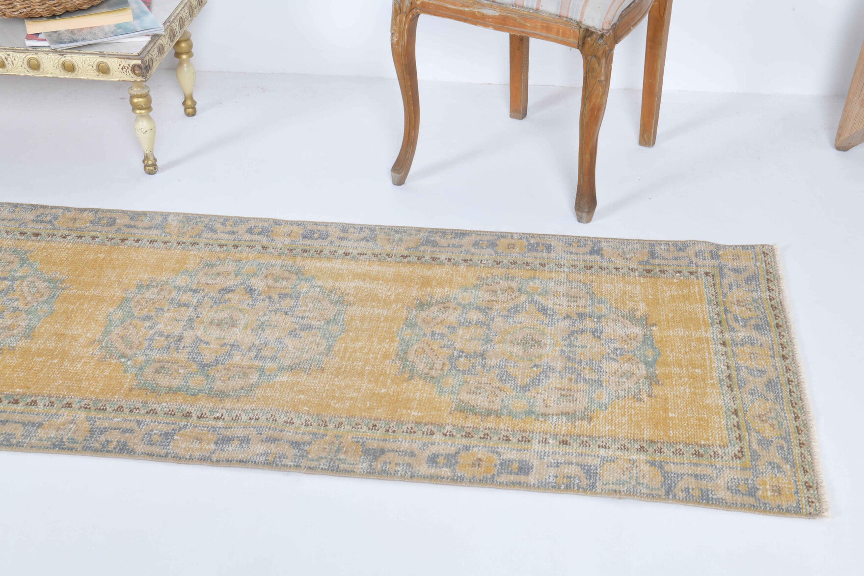 Faded Colored Oriental Vintage Runner Rug