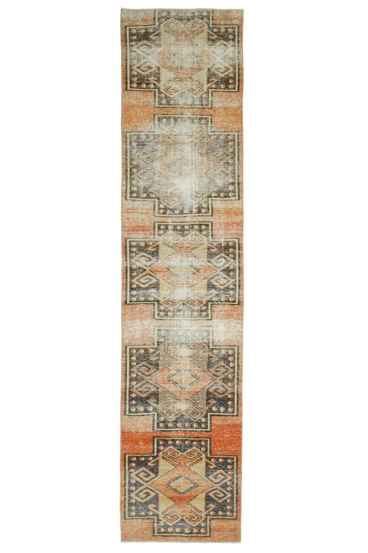 Orange Colored Vintage Runner Rug