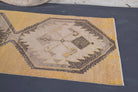 Glykolyra runner: 1970s handmade Anatolian runner with geometric motifs and cotton backing