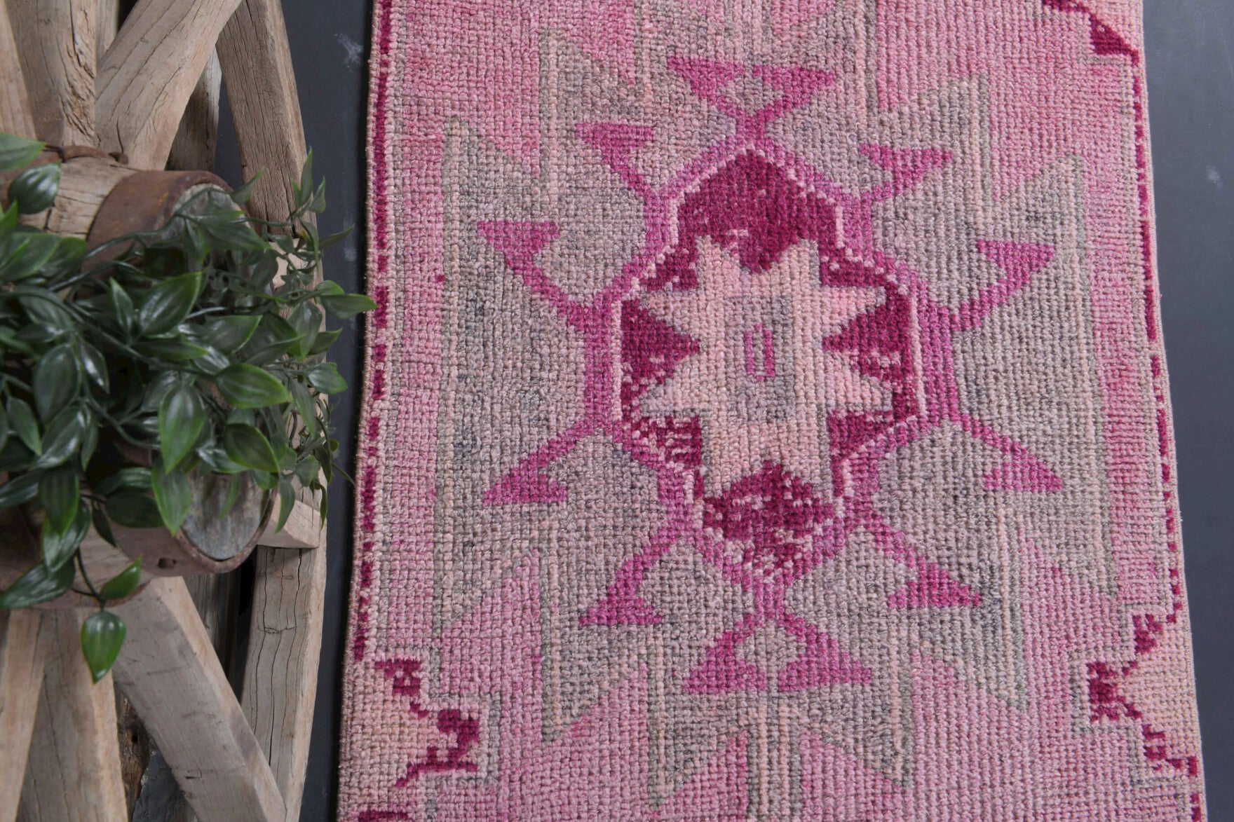 96x369 cm vintage Anatolian runner rug – Galenogena, low pile, wool
