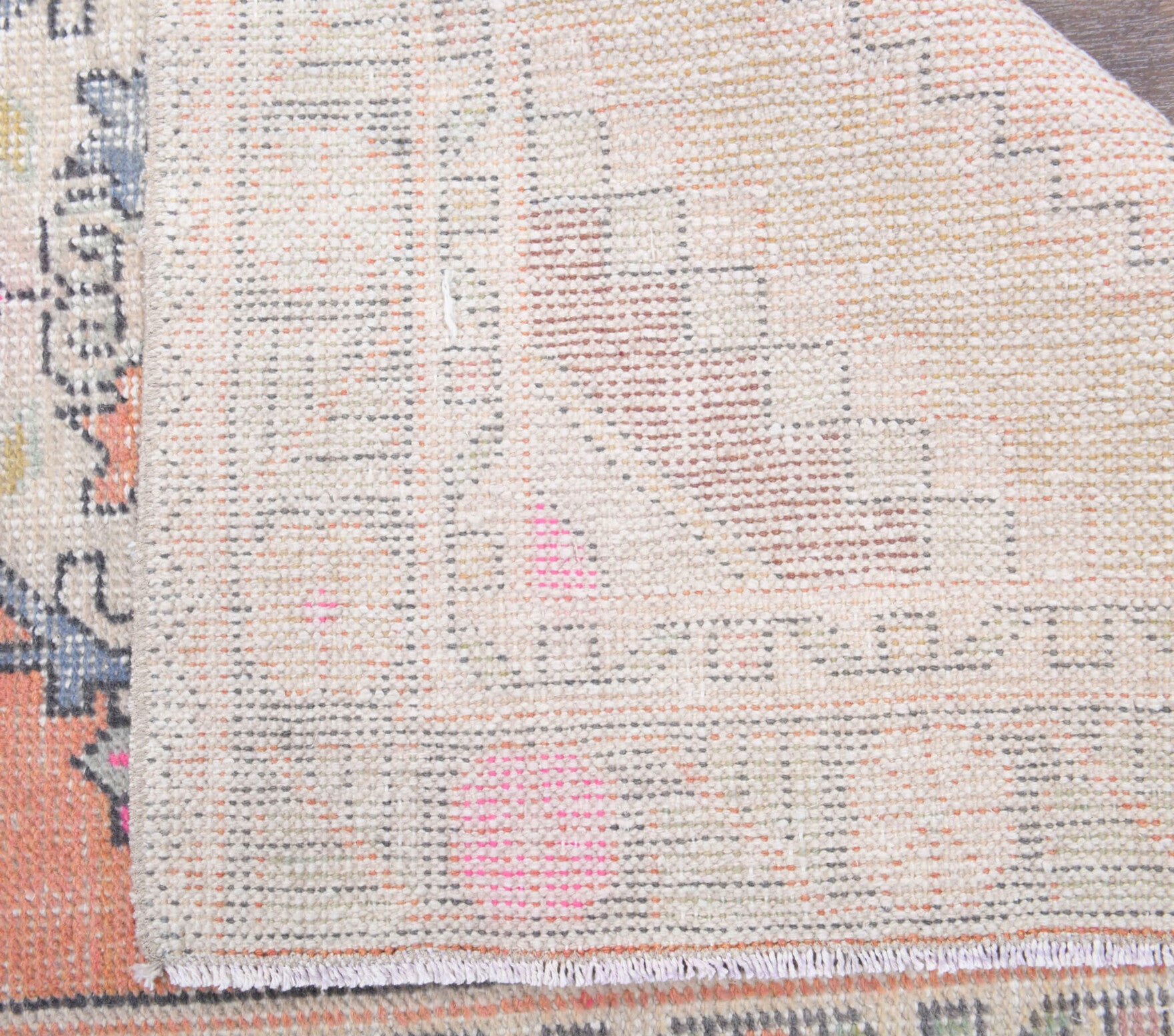 Fulyaefruz runner: 1970s handmade Anatolian runner with oriental motifs and cotton backing