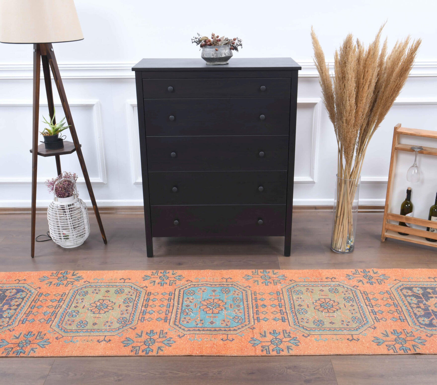 75x340 cm vintage Anatolian runner rug – Fulanegul, low pile, wool