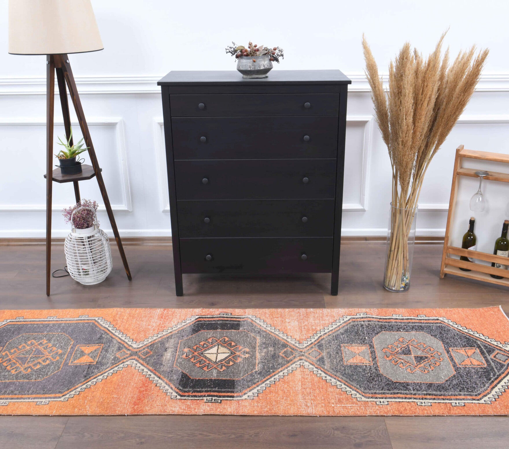 Authentic Anatolian vintage runner rug (1970s) with geometric design – one-of-a-kind at Fame Rugs